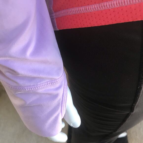 Lucy Tech  Cowl Neck 1/4 Zip Purple Long Sleeve with Thumb Holes Women's Size S - Picture 6 of 10